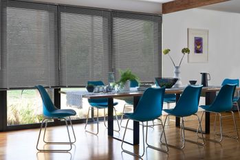 Grey anthracite metal venetian in a dining room