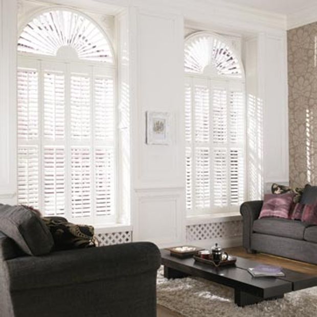 Shaped White Warwick Shutters