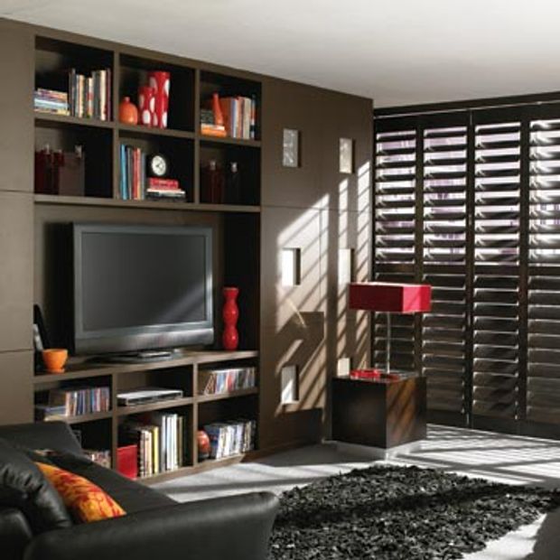 Tracked Richmond Full Height  Black Walnut Shutter