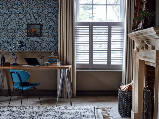 Stone grey shutters in cafe style in office