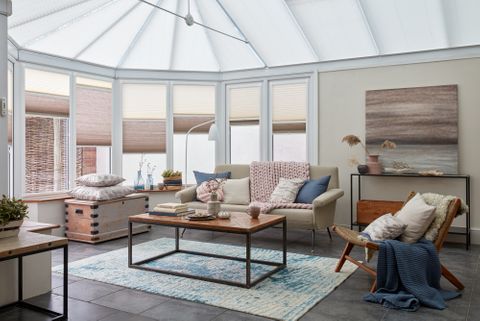 Traditional conservatory with thermal transition roof and side blinds