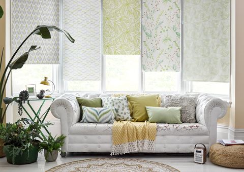 Modest Houthouse green, Riya Lagoon, Troical Garden Green and Greenery Tropical roller blinds