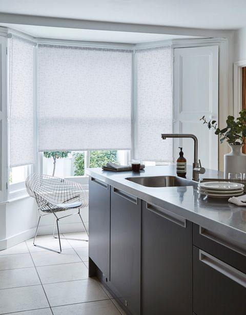 Alder Bert roller blind in a kitchen window