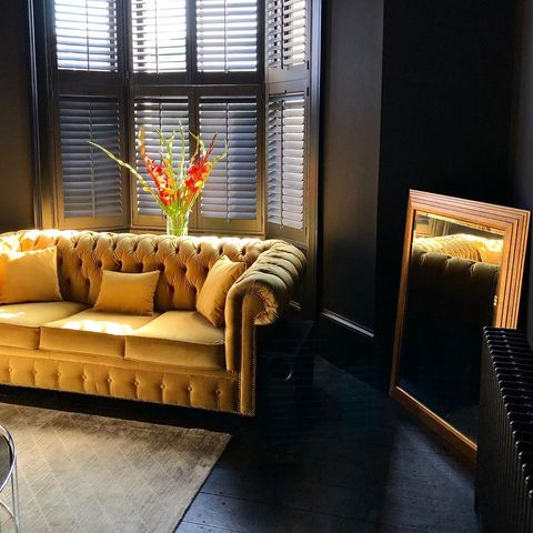 Grey shutters in a living room