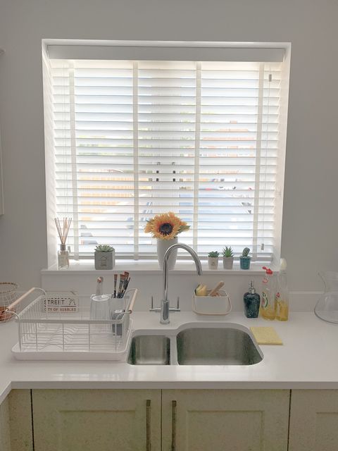 Venetian blind in a kitchen window