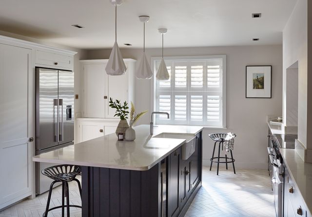 Henley white tier-on-tier shutters in kitchen