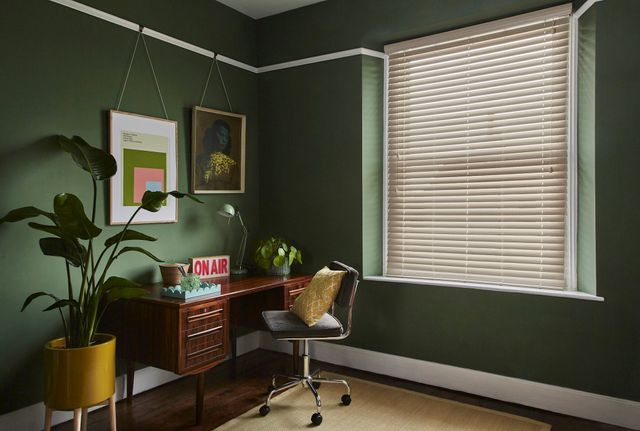 Natural Bamboo Rattan in a dark green office