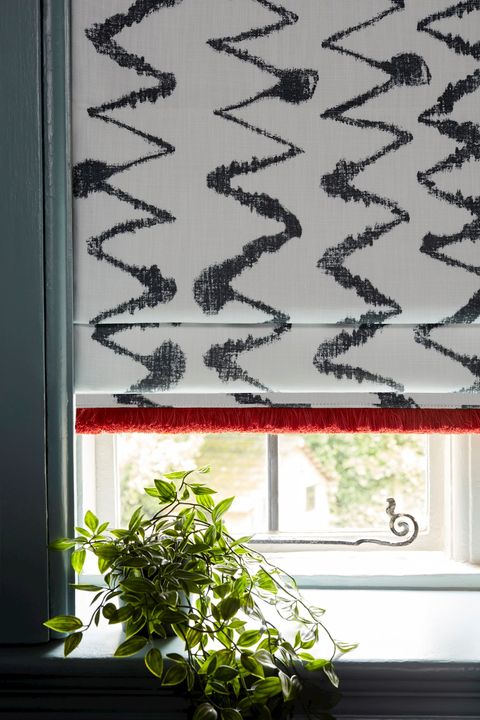 Wolfe smoulder roman blinds with colette vixen fringing