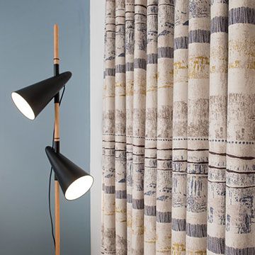 Fjord Mineral curtains in a living room setting