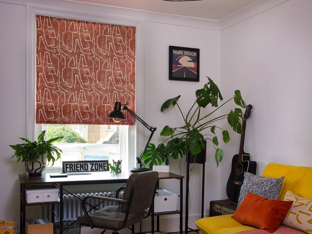 nora bruschetta roman blind in contemporary home office