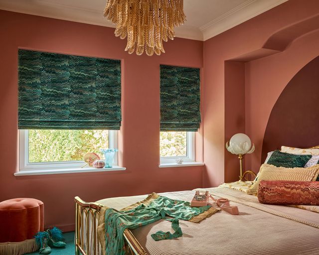 Poodle and Blonde Oceana Roman Blinds In the Bedroom