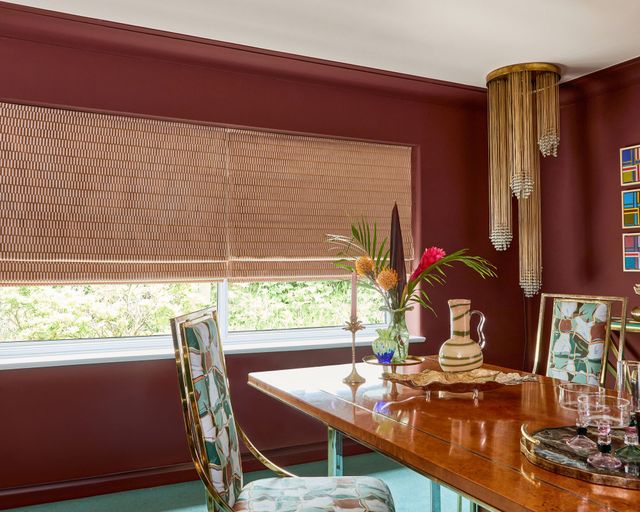 Poodle and Blonde Roman Blinds in the Living Room