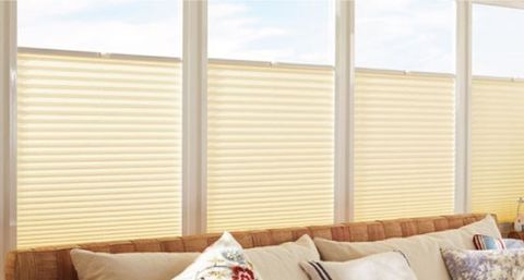Trilite Top Down Bottom Up Pleated blind on conservatory side window